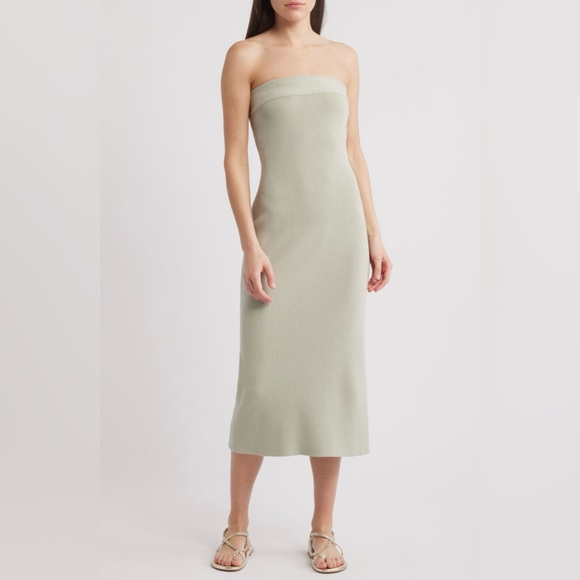 Free People Ravena Strapless Maxi Sweater Dress Lima Bean XS - Picture 1 of 6